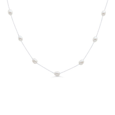 Rice Pearl Station Necklace