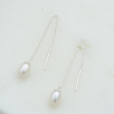 Rice Pearl Threader Earrings