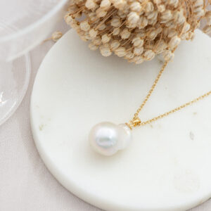Single White Baroque Pearl Necklace (YG)
