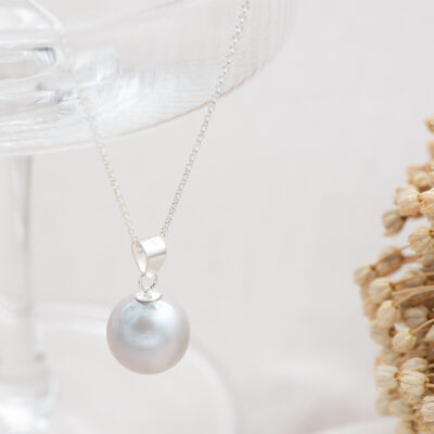 Single Grey Pearl Necklace (Silver)