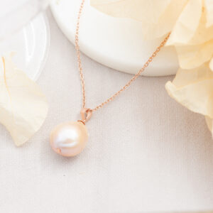 Single Pink Baroque Pearl Necklace (RG)