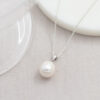 Single White Teardrop Pearl Pendant (Silver)