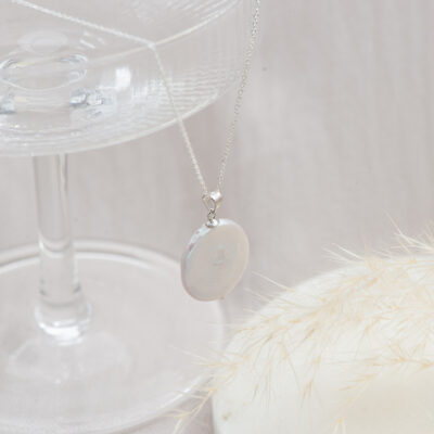 Single Coin Pearl Necklace (Silver)
