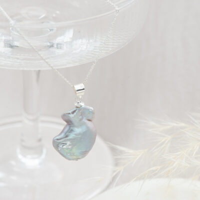 Single Grey Baroque Pearl Necklace