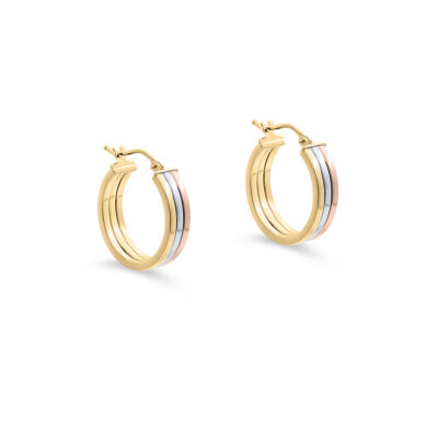 9ct Gold Classic Tri-Tone Hoops