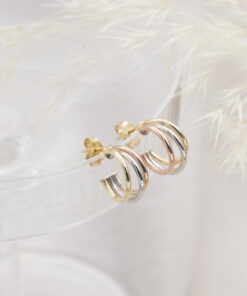 Small 9ct Gold Tri-tone Hoops