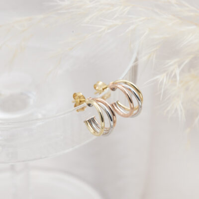 Small 9ct Gold Tri-tone Hoops