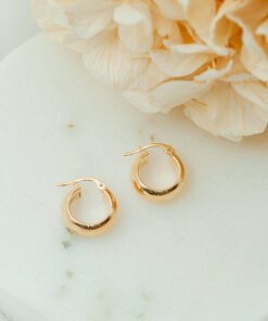 Plain 9ct YG Half Round Hoops (S)