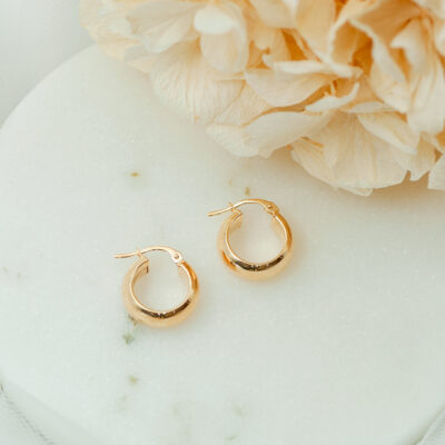 Plain 9ct YG Half Round Hoops (S)