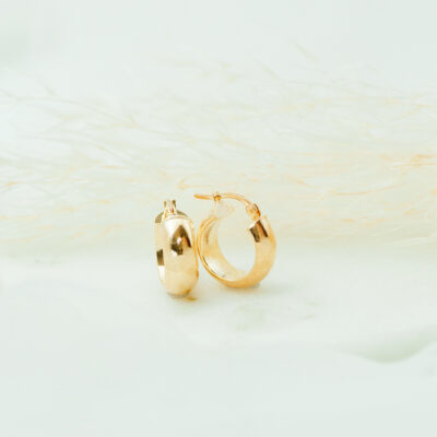 Plain 9ct YG Half Round Hoops (S)