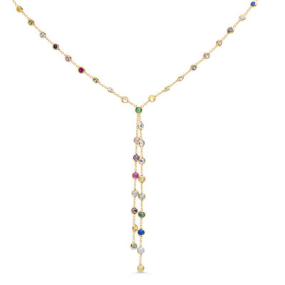 9ct YG Multi Colour Y-Chain Necklace