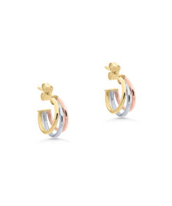 Small 9ct Gold Tri-tone Hoops