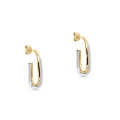 9ct Gold Two-Tone Square Hoops