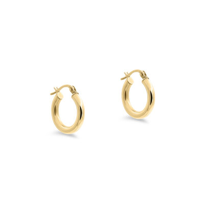 9ct YG Plain Tube Hoops (Design 3)