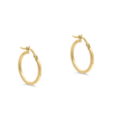 9ct YG Square Tube Hoop Earrings (Design 3)