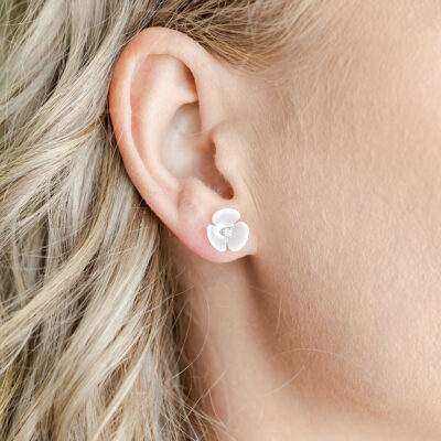 Mother of Pearl Flower CZ Studs