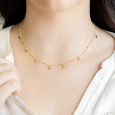 Tiny Disc Necklace YG Plated