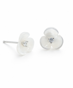 Mother of Pearl Flower CZ Studs
