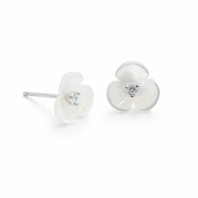 Mother of Pearl Flower CZ Studs