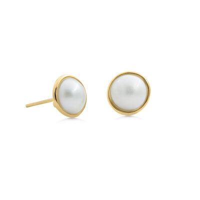9ct YG Mabé Pearl Studs (10mm)