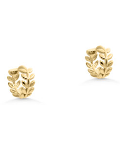 Yellow Gold Olive Branch Huggies