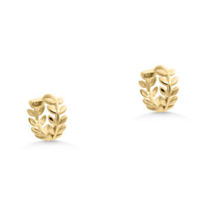 Yellow Gold Olive Branch Huggies