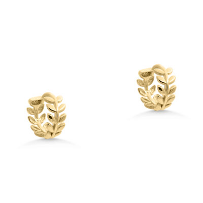 Yellow Gold Olive Branch Huggies