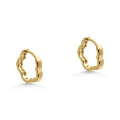 Yellow Gold Flower Huggies