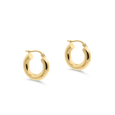 9ct YG Plain Tube Hoops (Design 1)