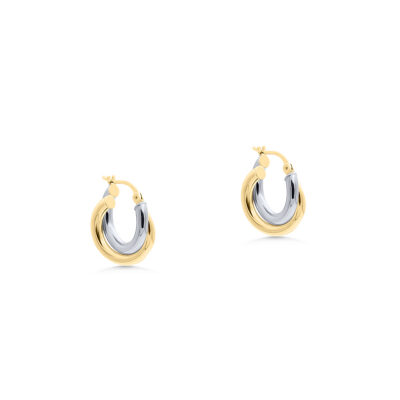 9ct Gold Small Two-Tone Hoops