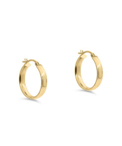 9ct YG Plain Flat Tube Hoops (M) (Design 2)