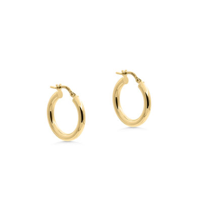 9ct YG Plain Tube Hoops (Design 2)
