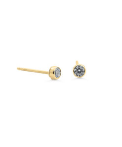 9ct YG CZ Tube Studs (3mm)