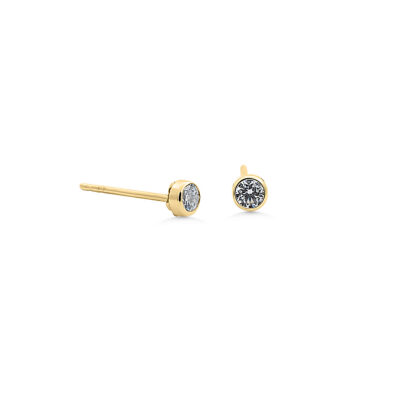 9ct YG CZ Tube Studs (3mm)