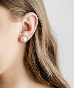 9ct YG Mabé Pearl Studs (14mm)