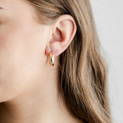 Plain 9ct Half Round Hoops (M)