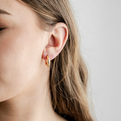 9ct YG Plain Tube Hoops (Design 1)