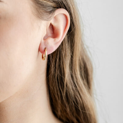 9ct YG Plain Tube Hoops (Design 3)
