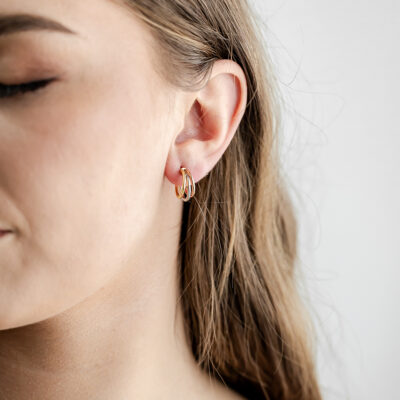 Small 9ct Gold Tri-tone Hoops