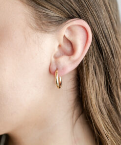 9ct YG Plain Tube Hoops (Design 2)