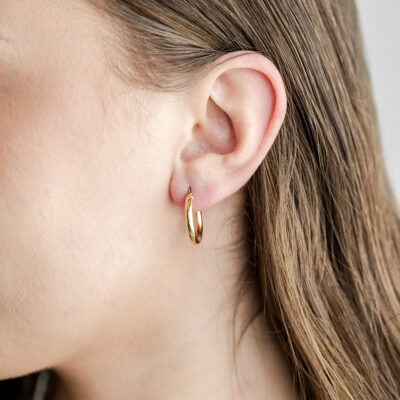 9ct YG Plain Tube Hoops (Design 2)