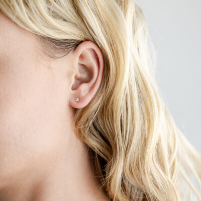 9ct YG CZ Tube Studs (3mm)