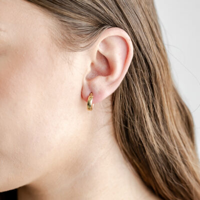 9ct YG Plain Flat Tube Hoops (S) (Design 2)