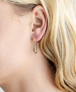 9ct Gold Two-Tone Square Hoops