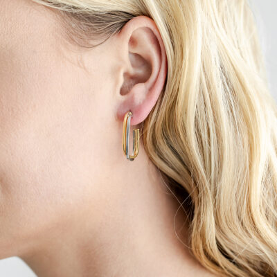 9ct Gold Two-Tone Square Hoops