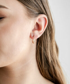 9ct YG Square Tube Hoop Earrings (Design 3)