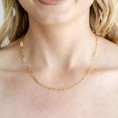 9ct YG Chunky Paperclip Chain Necklace