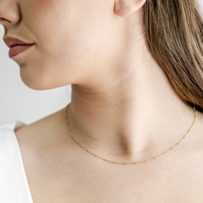 9ct YG Beaded Necklace