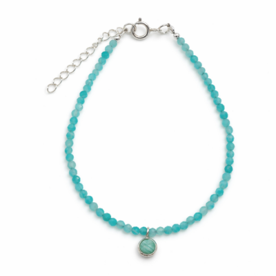 Amazonite Beaded Bracelet with Charm