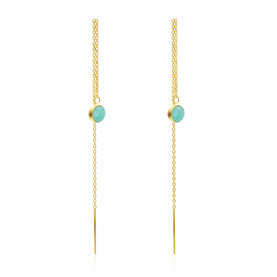 Amazonite Round Threader Earrings